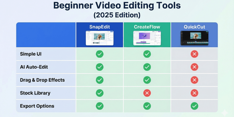 beginner video editing tools comparison 2025