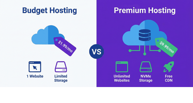 Hostinger vs Bluehost pricing comparison highlighting affordable hosting plans for beginners